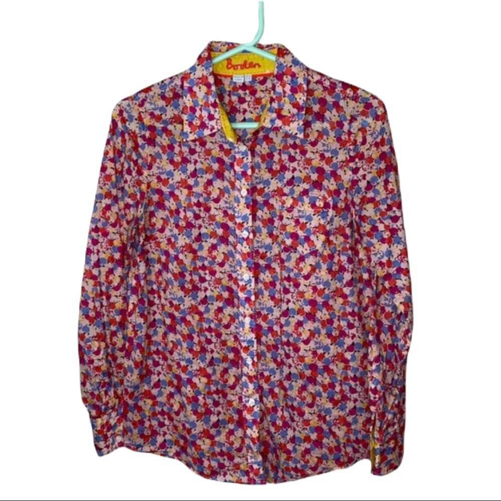 Boden Button Down Balloon Print Shirt Size 4
